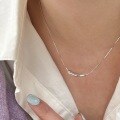wholesale S925 Sterling Silver Solid Little Eggplant Silver Tube Necklace for Women, Xiaohongshu Viral High-End Niche Collarbone Chain-0-1