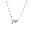 wholesale S925 Sterling Silver Light Luxury Croissant Necklace for Women, Korean Dongdaemun New Style Small Minimalist High-end Collarbone Chain-0-4