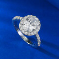 wholesale Metal: 925 Silver New 7*9mm Oval Cushion High Carbon Diamond Ring, Fashion Minimalist Band-0-2