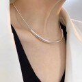 wholesale S925 Sterling Silver Minimalist Seamless Tube Necklace for Women, Summer Fashion Hollow Curved Semi-Circle Choker-0-0