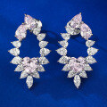 wholesale S925 Sterling Silver 1-carat Pink Diamond 6*6 Heart-shapedEarrings for Women, Fashion and Versatile-0-2