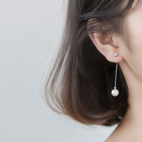 wholesale S925 silver mother-of-pearl synthetic pearl earrings for women, single diamond, two-way wear long drop earrings ear accessories G6581-s925 silver pair 925 silver