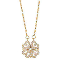 wholesale 925 Sterling Silver Four-leaf Clover Pendant Necklace For Women-Gold New 925 Silver