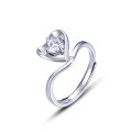 wholesale 925 Sterling Silver Cross-Border New Diamond-Inlaid Heart Ring Zircon Adjustable Open Ring for Women, Ins Style Fashion Jewelry-0-4
