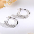 wholesale 18K Gold Diamond Earrings Fashion U-Shaped Hoop Earrings Versatile Studs Leaf Ear Climbers Genuine Diamond Earrings-0-2