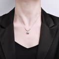 925 Sterling Silver Purple Moissanite Square Pendant Necklace-0-1