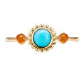 wholesale S925 Silver Plated 14K Gold Geometric Circular Turquoise Ring, Minimalist Niche Retro Style-0-4