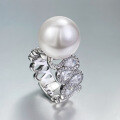 wholesale Jewelry: Designer-style 14mm pearl ring with luxurious ring band, hot-selling in live broadcasts-0-1