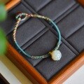 wholesale Metal material certificate cheongsam Hanfu jewelry Hetian jade lotus seed pod bracelet luxury hand-woven rope women's vintage style chain-0-3