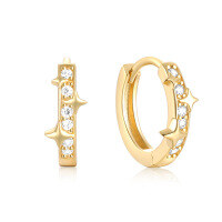 wholesale S925 Sterling Silver Fashion Zircon-studded Star Ear Hoops For Women,ins。-Gold 925 silver