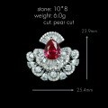 wholesale 925 Silver Gold-Plated Pendant with High-Carbon Diamond, Pigeon Blood Red, Pear Cut, Skirt Hem, T-Square Track Setting, Women's Pendant-0-1