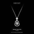 S925 Sterling Silver Luxury Chinese-style Hollow Gourd Pendant Necklace with Diamond Inlay-0-4