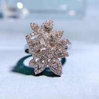 wholesale 925 Silver New Jewelry Luxury Micro-Paved Petal Ring for Women Cross-Border One-Piece Drop Shipping-R463 Platinum>No. 6