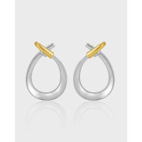 wholesale S925 Sterling Silver 623 Niche Original Ins High-end Feelings Tremella Earrings with Two-tone Plating and Round Pin Design-18K gold [with sterling silver ear plugs]  925 silver