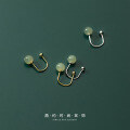 wholesale S925 Silver U-shaped Threaded Hetian Jade Ear Hooks, Korean-style Petite and Elegant Summer Ear Accessories M00232-0-0