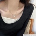 wholesale S925 metal women's heart-shaped necklace, Korean-style, ins minimalist, collarbone chain, student temperament, internet-famous, small fresh, niche-0-2