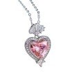 wholesale Metal: 925 Sterling Silver Zhu Zhifan Jewelry New 10*10mm Heart-shaped Morgan Pink Pendant Necklace for Women, Classic and Simple Fashion Style-0-4