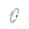 S925 Silver Emerald Moissanite Rectangle Women's Stack Ring-0-4