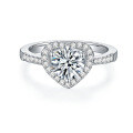 925 Silver Moissanite Ring Heart Cut Hollow Solitaire-0-2