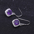 wholesale S925 Silver Light Luxury Natural Amethyst Gemstone Ear Studs Earrings, High-End Sense with Natural Gemstone Inlays-0-2