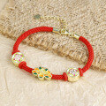 wholesale 925 Sterling Silver Dunhuang Style Original Bracelet for Women, New Chinese Red String Couple Accessory, Lotus Beaded Jewelry Wholesale-0-5