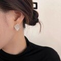 wholesale S925 Sterling Silver French Minimalist Woven Stud Earrings Women Small Design High-End Square Heavy Duty Earrings-0-0