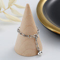 wholesale S925 Sterling Silver Beaded Chain Spring Adjustable Ring, Ins Design Elegant Women's Ring-0-0