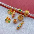 wholesale S925 ancient silver gold-plated fittings, enamel Prajna five-color wealth deity pendant, tiliu lucky bead, spacer bead, barrel bead for DIY-0-0