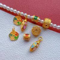 wholesale S925 ancient silver gold-plated fittings, enamel Prajna five-color wealth deity pendant, tiliu lucky bead, spacer bead, barrel bead for DIY-3# one