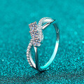 Sterling Silver Double-Layer Moissanite Ring, Women's Daily Versatile Gift-0-4