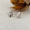 wholesale S999 Silver Korean Style Classic Four-Leaf Clover Ear Studs for Women, Small and Exquisite, Light Luxury, Fashionable, High-End Trendy Earrings-0-5