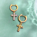 wholesale Metal material, high-end new diamond-encrusted cross earrings, minimalist lightweight luxury style elegant earrings-0-3