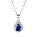 wholesale S925 Sterling Silver Pear-Shaped Color Zircon Necklace, Women's Internet-Famous High-End Exquisite Necklace Jewelry, Ready-to-Ship Gift Wholesale-0-5