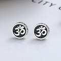 wholesale S925 Sterling Silver Thailand Trendy Personalized Mantra Stud Earrings Retro Punk Style Unisex Earrings-0-0