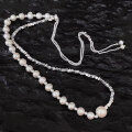 wholesale S925 sterling silver drawn stretch natural freshwater pearl broken silver necklace for women, small and unique heavy-duty choker-0-1