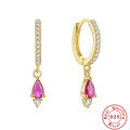 wholesale S925 Sterling Silver Ins-style Colorful Teardrop Crystal Ear Climber Earring-0-5