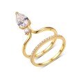 wholesale Gold-plated S925 Silver Waterdrop Moissanite Stackable Ring Set, Full Pavé Design, Fashionable Women's Style, Light Luxury, Bestseller-0-4