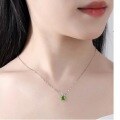 wholesale S925 Silver Maker Natural Hetian Jade Drop Ear Rabbit Silver Necklace for Women, Cute and Versatile New Winter Collection Collarbone Chain-0-3