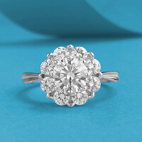 wholesale S925 Sterling Silver New Classic One-Carat Round White Diamond Light Luxury Style Ring, Fashionable for Daily Commute-R1312 White Diamond Ring Size 6