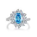 wholesale S925 Sterling Silver Aliexpress Wish Best-Selling Aquamarine Ring for Women, Cross-Border Fashion Ring with Personalized Zirconia Diamond-0-4