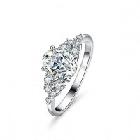 S925 Silver 1.5ct Oval Moissanite Ring for Women, Live Wholesale-1.5 carats (set with moissanite)  20 yards