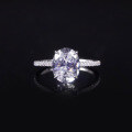 wholesale S925 sterling silver oval-shaped 3ct engagement ring with a large main stone moissanite, comes with certificate-0-1