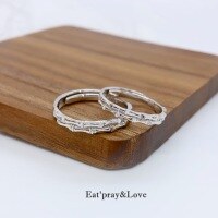 wholesale Sterling silver minimalist bamboo knot couple rings, small batch design with a premium and versatile look, perfect as a gift for her-PR002988-1 (Couple Style)  Adjustable opening