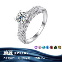 wholesale S925 Sterling Silver Full Micro-Pave Moissanite Ring Factory Direct Women's Cross-Border Export New Product-1 carat (white)  5 US