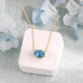 wholesale 10K Gold Japanese Style New Simple Topaz Necklace Women's Elegant OL Light Jewelry-0-2