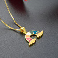 wholesale S925 Silver Cross-Border Fresh and Popular Collarbone Necklace, Japanese and Korean Style Drip Oil Pendant, Sweet Rainbow Accessory Necklace for Women-0-3