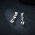wholesale S925 Sterling Silver Gold Plated 5*8mm Marquise Leaf Earrings with Full Moissanite Studs for Women-0-3