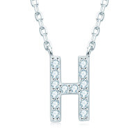 S925 Sterling Silver Necklace with Moissanite Pendant, Unisex Classic Style, Clearance Shipping Included.-Letter H necklace [Moissanite]