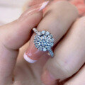 wholesale S925 Silver 1-Carat High-Carbon Diamond Exquisite Full Diamond Micro-Set Ring, ZHUO ZHI FAN Jewelry New-0-0