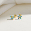 wholesale S925 Silver Korean Japanese Ins Style Flower Colored Zirconium Screw Ear Cartilage Studs Wholesale-0-7